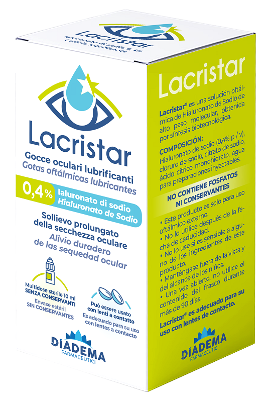 LACRISTAR GOCCE OCULARI LUBRIFICANTI 0,4% IALURONATO DI SODIO MULTIDOSE 10 ML - Farmapre