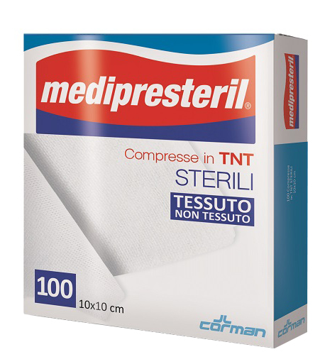 GARZA COMPRESSA MEDIPRESTERIL TNT 10X10CM 100 PEZZI - Farmapre