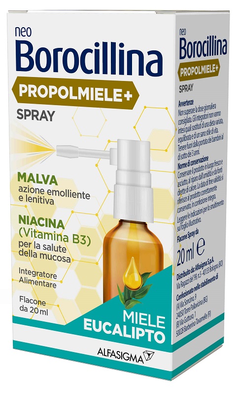 NEOBOROCILLINA PROPOLMIELE+ SPRAY MIELE EUCALIPTO 20 ML - Farmapre