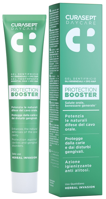CURASEPT DAYCARE DENTIFRICIO PROTECTION BOOSTER HERBAL INVASION 75 ML - Farmapre