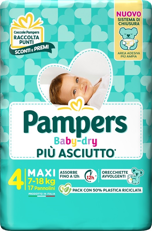 PAMPERS BABY DRY PANNOLINO DOWNCOUNT MAXI 17 PEZZI - Farmapre
