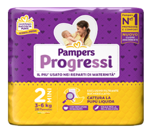 PAMPERS PROGRESSI MINI 3-6 KG 28 PEZZI - Farmapre