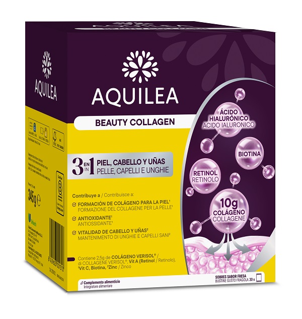 AQUILEA BEAUTY COLLAGEN 30 BUSTINE GUSTO FRAGOLA SENZA GLUTINE SENZA LATTOSIO - Farmapre
