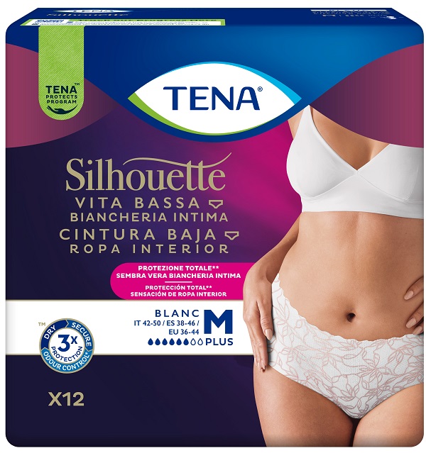 PANNOLONE A MUTANDINA ASSORBENTE TENA SILHOUETTE PLUS WHITE MEDIUM 12 PEZZI - Farmapre