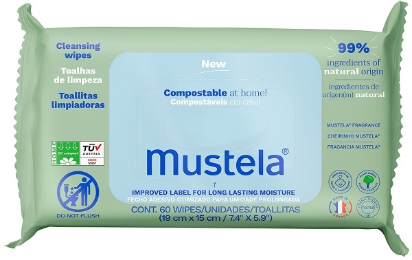 MUSTELA SALVIETTE COMPOSTABILI PROFUMATE 60 PEZZI - Farmapre