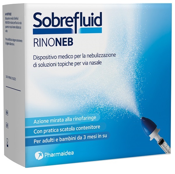 SOBREFLUID RINONEB DISPOSITIVO NEBULIZZATORE + SIRINGA LUER  LOCK DA 50 ML + AGOCANNULA PER PRELIEVO SOLUZIONE - Farmapre