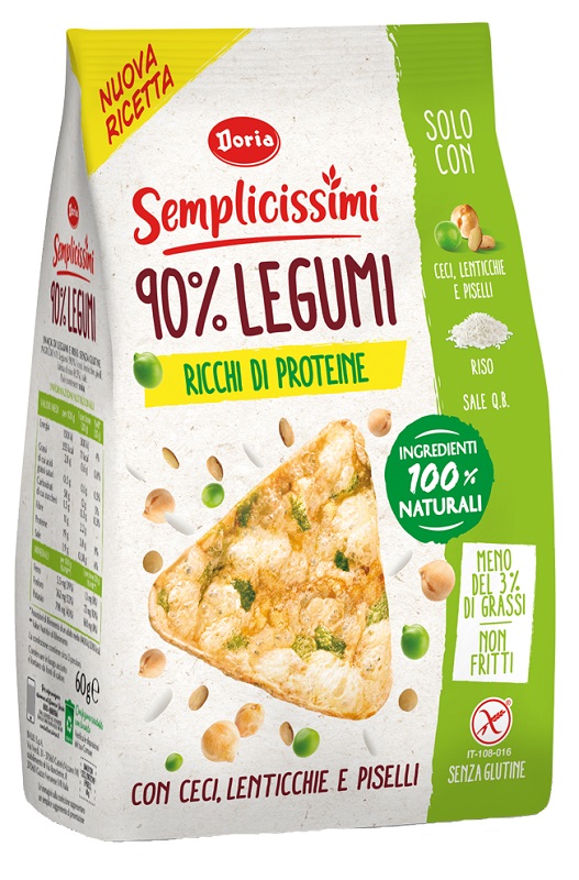 DORIA SEMPLICISSIMI SNACK 90% LEGUMI CECI-LENTICCHIE-PISELLI 60 G - Farmapre