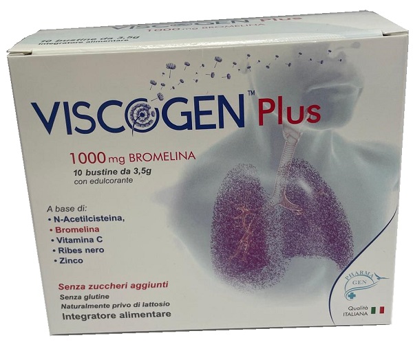 VISCOGEN PLUS 10 BUSTINE DA 3,5 G SENZA GLUTINE NATURALMENTE PRIVO DI LATTOSIO CON EDULCORANTE - Farmapre