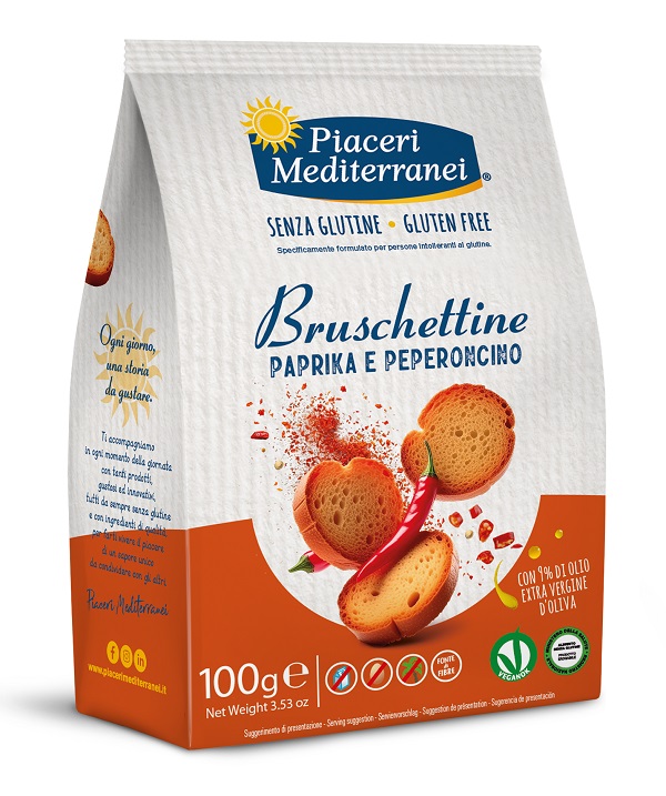 PIACERI MEDITERRANEI BRUSCHETTINE PAPRIKA E PEPERONCINO 100 G - Farmapre