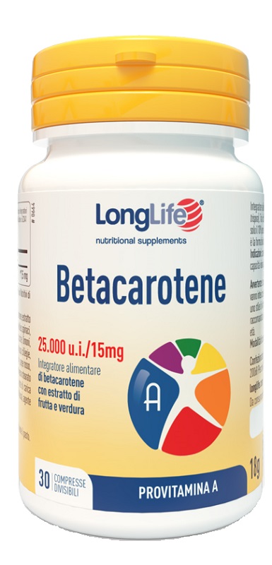 LONGLIFE BETACAROTENE 25000UI 30 COMPRESSE DIVISIBILI SENZA GLUTINE - Farmapre