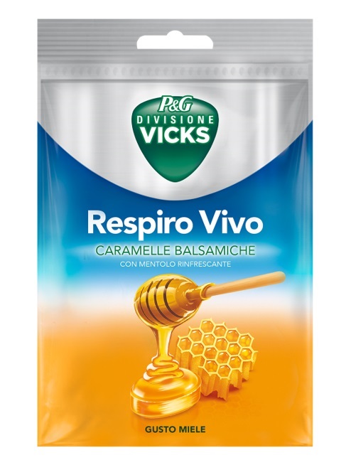 VICKS RESPIRO VIVO CARAMELLE BALSAMICHE MIELE 72 G CON EDULCORANTI - Farmapre