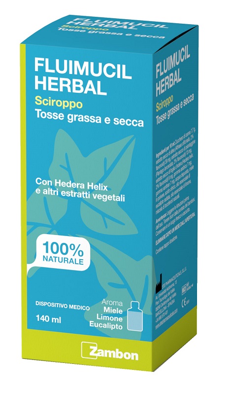 FLUIMUCIL HERBAL SCIROPPO TOSSE GRASSA E SECCA 140 ML AROMA MIELE LIMONE EUCALIPTO SENZA GLUTINE SENZA LATTOSIO - Farmapre